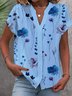 Botón Floral Flojo Casual Blusa